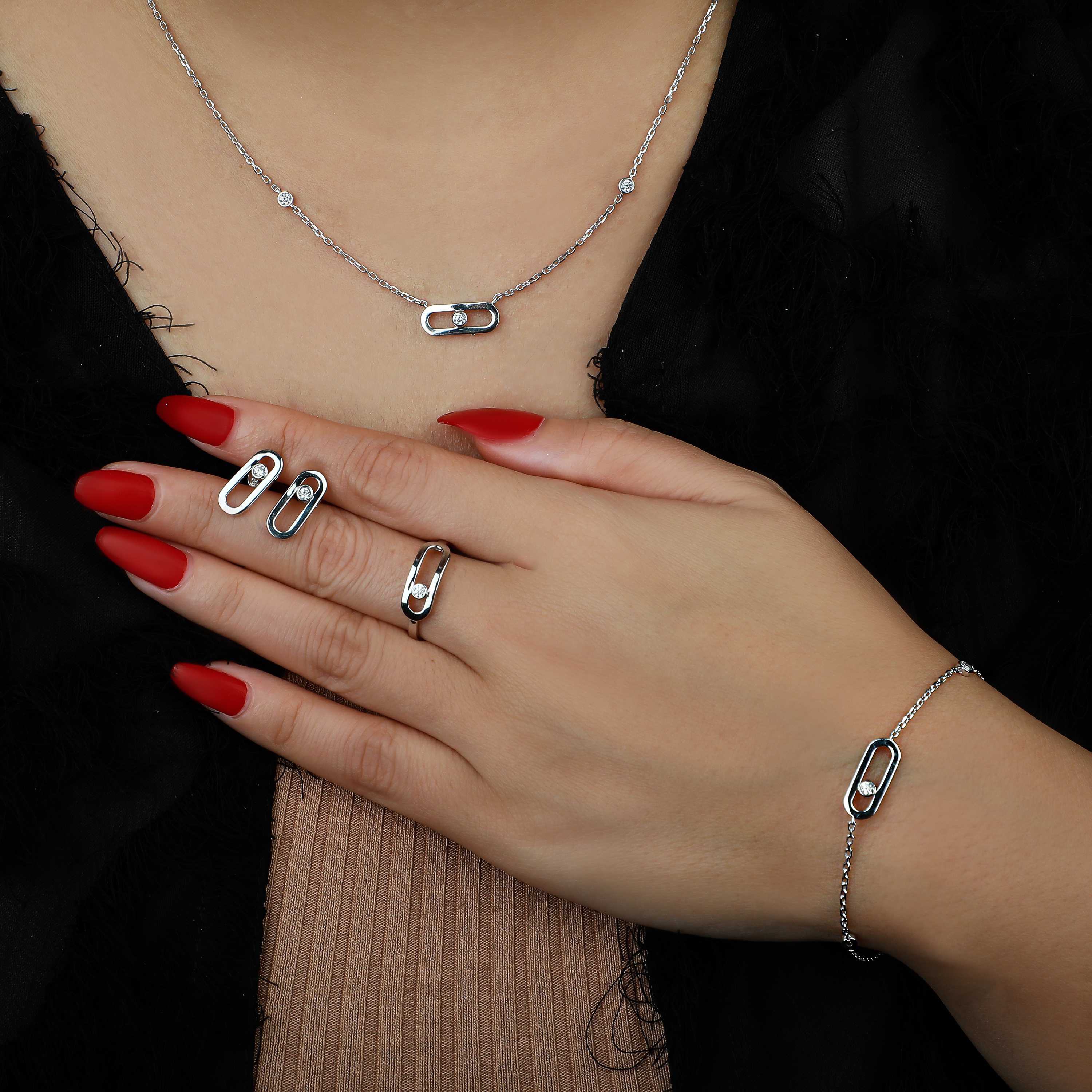 Miska set, 18-karat white gold, made in Turkey - (H-0272)